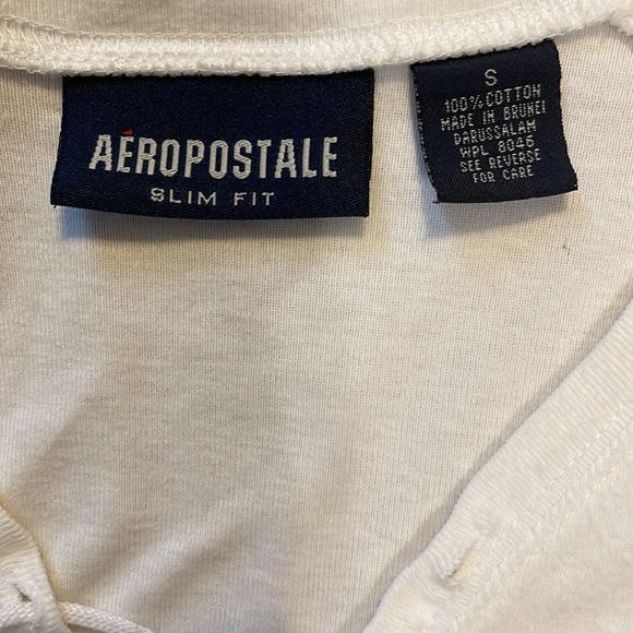 Aeropostale small slim fit white top cap sleeve lace up front 100% cotton size s - Picture 12 of 12